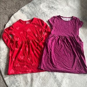 Cat & Jack Valentine’s Heart dresses dress bundle lot girls large 10 12 set of 2